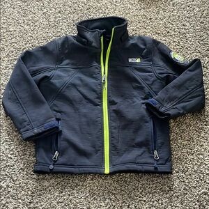 Weatherproof Kids Soft-shell Jacket - Navy and Neon Green